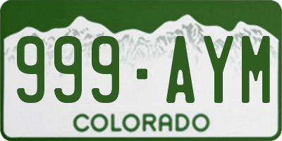 CO license plate 999AYM