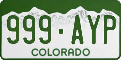 CO license plate 999AYP