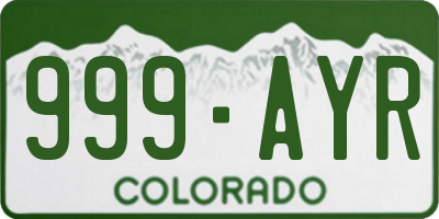 CO license plate 999AYR