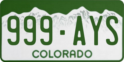 CO license plate 999AYS