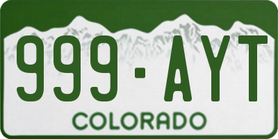 CO license plate 999AYT