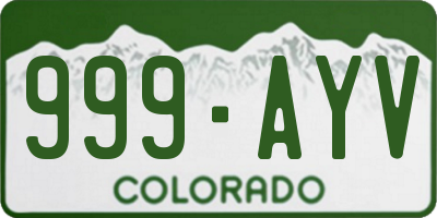 CO license plate 999AYV