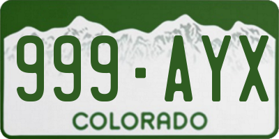 CO license plate 999AYX