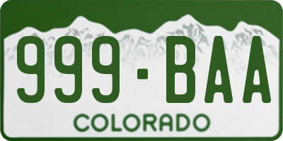 CO license plate 999BAA