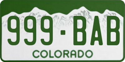 CO license plate 999BAB