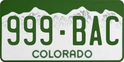 CO license plate 999BAC