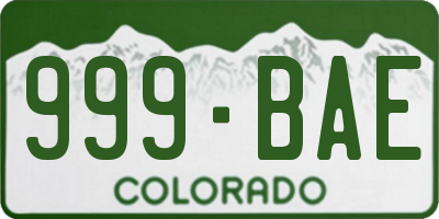 CO license plate 999BAE