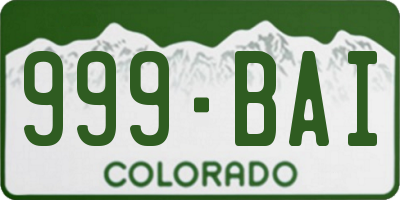 CO license plate 999BAI