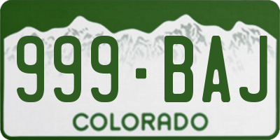 CO license plate 999BAJ