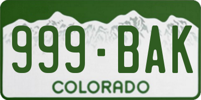 CO license plate 999BAK
