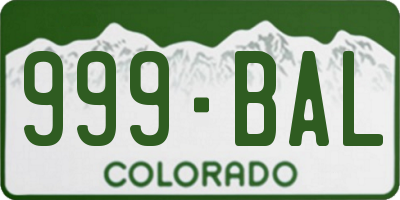 CO license plate 999BAL