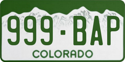 CO license plate 999BAP