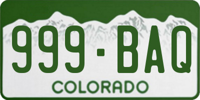 CO license plate 999BAQ