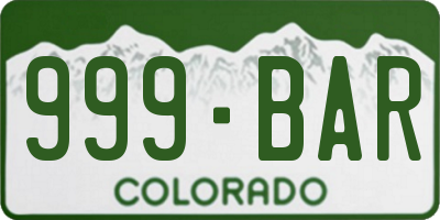 CO license plate 999BAR