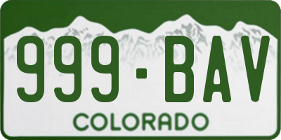 CO license plate 999BAV