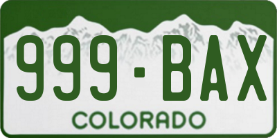 CO license plate 999BAX