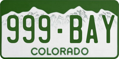 CO license plate 999BAY
