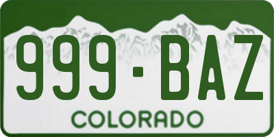 CO license plate 999BAZ