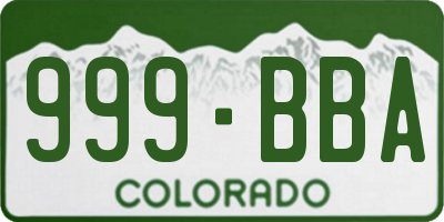 CO license plate 999BBA