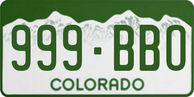 CO license plate 999BBO