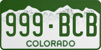 CO license plate 999BCB