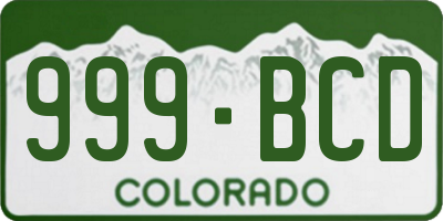 CO license plate 999BCD
