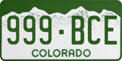 CO license plate 999BCE