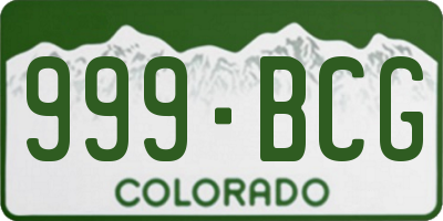CO license plate 999BCG