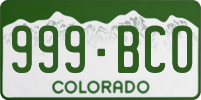 CO license plate 999BCO
