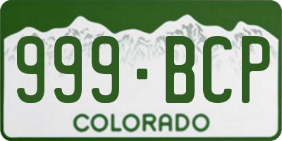 CO license plate 999BCP