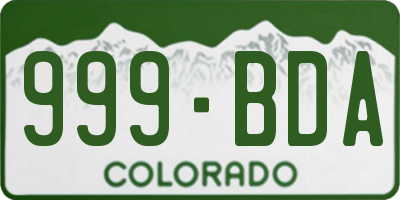 CO license plate 999BDA