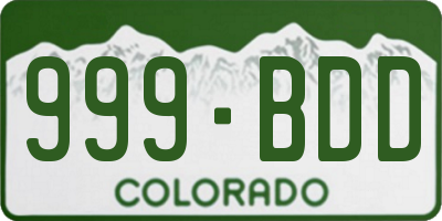 CO license plate 999BDD