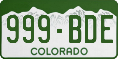 CO license plate 999BDE