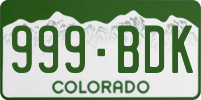 CO license plate 999BDK