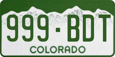 CO license plate 999BDT