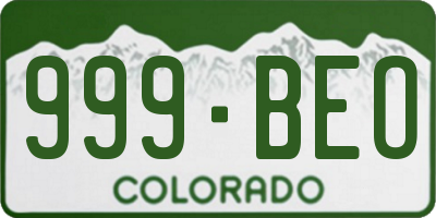 CO license plate 999BEO