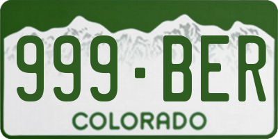 CO license plate 999BER