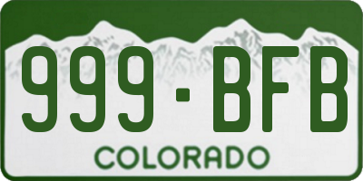 CO license plate 999BFB