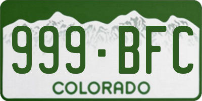 CO license plate 999BFC
