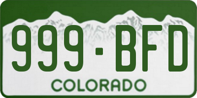 CO license plate 999BFD