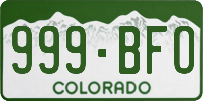 CO license plate 999BFO