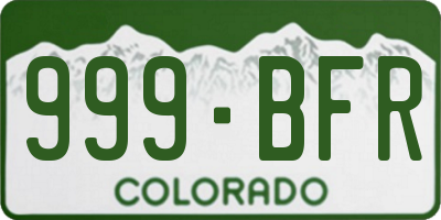 CO license plate 999BFR