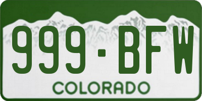 CO license plate 999BFW