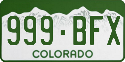 CO license plate 999BFX