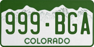 CO license plate 999BGA