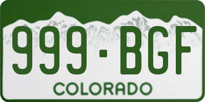 CO license plate 999BGF