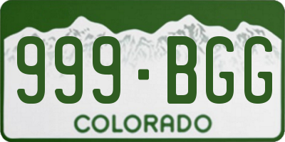 CO license plate 999BGG