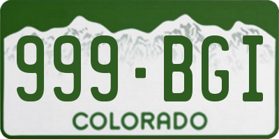 CO license plate 999BGI