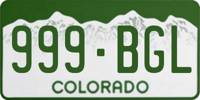 CO license plate 999BGL