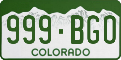 CO license plate 999BGO